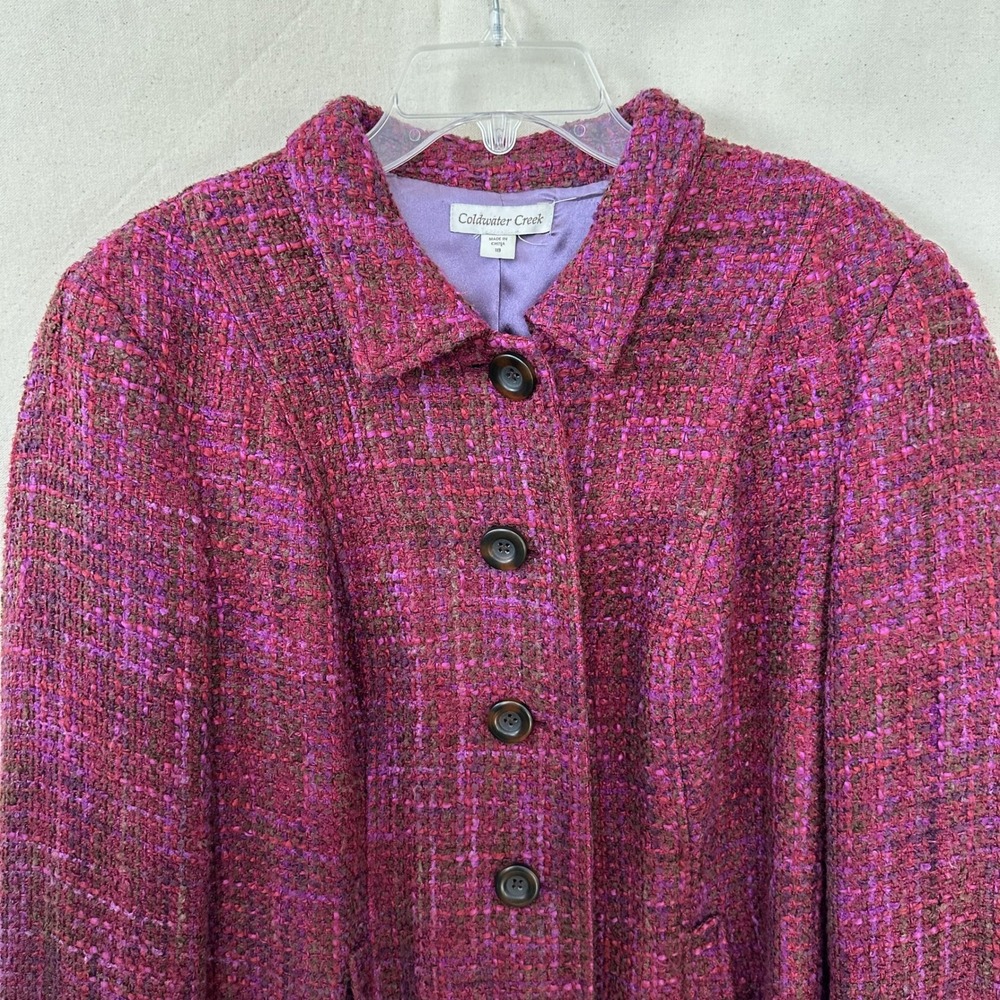 Coldwater Creek Purple Tweed Buttons‎ Jacket Blazer Womens 18 Old Money Preppy - Picture 3 of 13